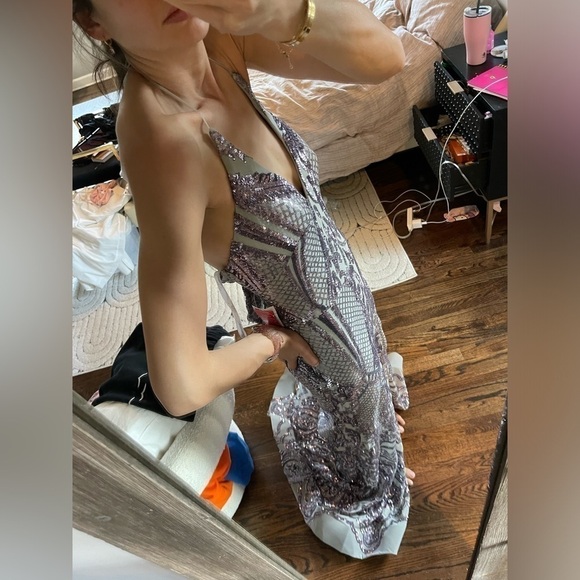 Nwt Terani couture mermaid lilac gray sequin gown - Picture 7 of 7